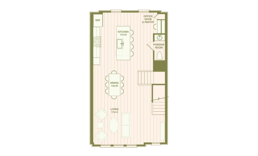 A - 3 bedroom floor plan layout with 3.5 bathrooms and 2136 square feet