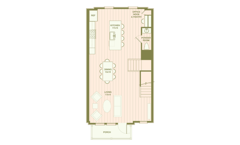 C - 3 bedroom floor plan layout with 3.5 bathrooms and 2136 square feet