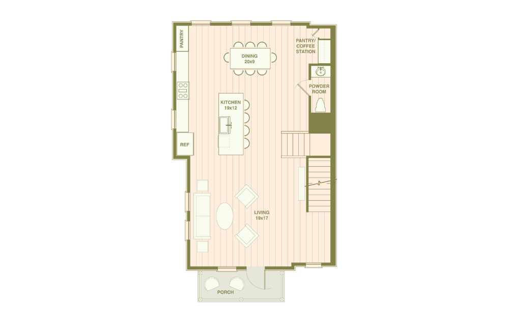 D - 4 bedroom floor plan layout with 3.5 bathrooms and 2399 square feet (Floor 2)