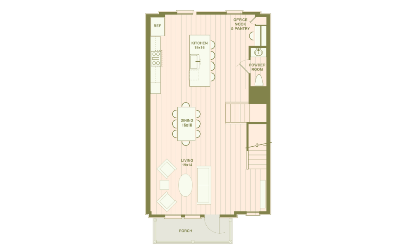 E - 4 bedroom floor plan layout with 3.5 bathrooms and 2322 square feet