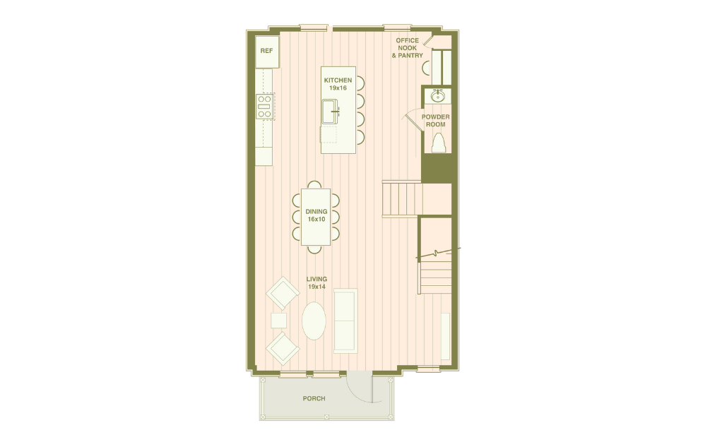 E - 4 bedroom floor plan layout with 3.5 bathrooms and 2322 square feet (Floor 2)